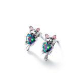 925 Silver Animal Dog/Cat Stud Earrings Kitten Earring for Women Lady Jewelry