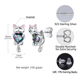 925 Silver Animal Dog/Cat Stud Earrings Kitten Earring for Women Lady Jewelry