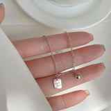 925 Silver Anklet Square Heart Moon Double Layer Chain Temperament