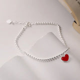 925 Silver Anklet Square Heart Moon Double Layer Chain Temperament