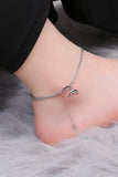 925 Silver Anklet Square Heart Moon Double Layer Chain Temperament