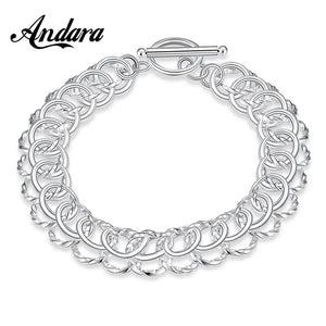 925 Silver Circle Bracelet Men Women Jewelry