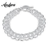 925 Silver Circle Bracelet Men Women Jewelry