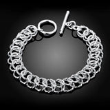 925 Silver Circle Bracelet Men Women Jewelry