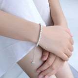 925 Silver Bracelet Matte Round Beads Jewelry Gift