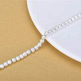 925 Silver Bracelet Matte Round Beads Jewelry Gift