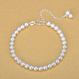 925 Silver Bracelet Matte Round Beads Jewelry Gift