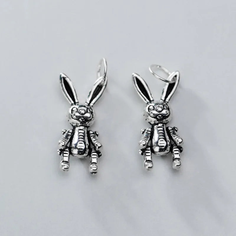 925 Sterling Silver Rabbit Dangle Charms for Bracelets - DIY Fine Jewelry