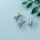 925 Sterling Silver Rabbit Dangle Charms for Bracelets - DIY Fine Jewelry