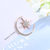 925 Silver Earrings Asymmetric Stars Moon Wedding Banquet Gift