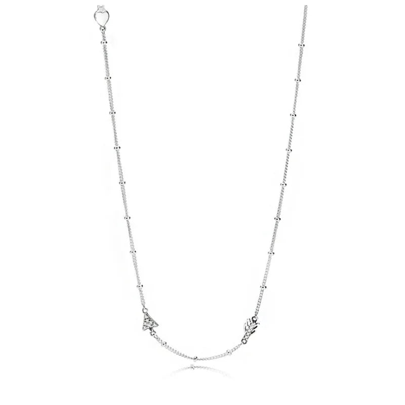 925 Sterling Silver Charm Sexy Clavicle Chain Bow Arrow Flower Zircon Gift
