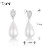 925 Silver CZ Shell Pearl Drop Earrings Birthday Wedding Jewelry