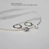 925 Silver Smiley Zircon Water Square Drop Earring