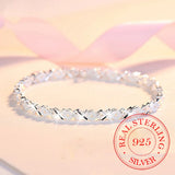 925 Silver Cz Zircon Bracelet Chain Women Geometric Clover Love Hea