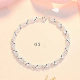 925 Silver Cz Zircon Bracelet Chain Women Geometric Clover Love Hea