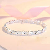925 Silver Cz Zircon Bracelet Chain Women Geometric Clover Love Hea