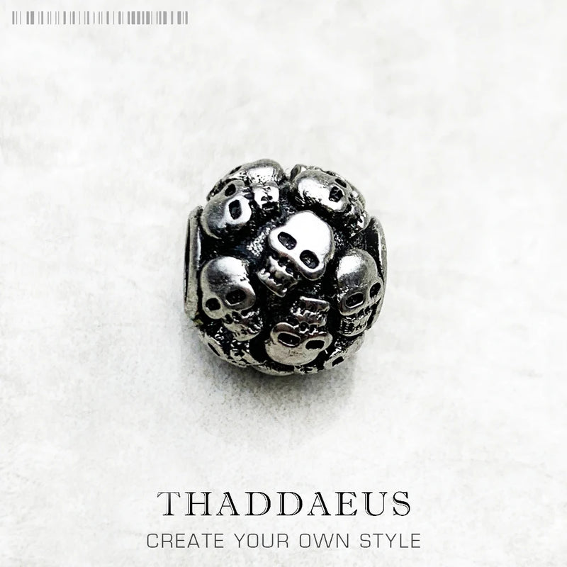 925 Silver Skull Bead Europe Skeleton Charm