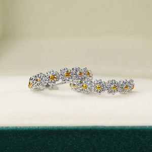 925 Silver Daisy Piercing Hoop Earrings Classic Jewelry Gift