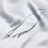 925 Silver Dangle Rhinestone Drop Earrings Ear Line Women Snake Chain Tassel