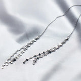 925 Silver Dangle Rhinestone Drop Earrings Ear Line Women Snake Chain Tassel