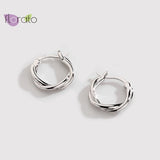 925 Silver Distortion Interweave Twist Circle Hoop Earrings Retro Party Jewelry
