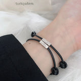 925 Sterling Silver Dolphin Couple Bracelet Adjustable High Wax Line Jewelry