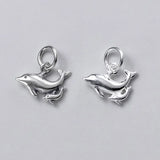 925 Silver Double Dolphins Dangle Charms for Bracelets