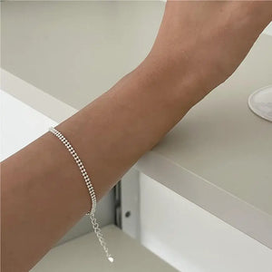 925 Silver Double Layer Beads Anklets for Women