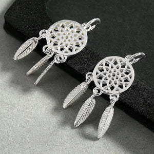 925 Silver Dream Catcher Charms 12x28mm Women Pendant
