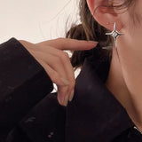 925 Silver Earring Circle Knotted Star Stud Ear Jewelry
