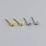 925 Silver Opal Zircon Pearl Stud Earrings