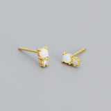 925 Silver Opal Zircon Pearl Stud Earrings