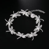 925 Sterling Silver Dragonfly Bracelet Cuff Bangle Women Jewelry