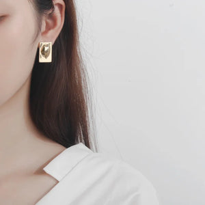 925 Silver Geometric Square Love Earrings
