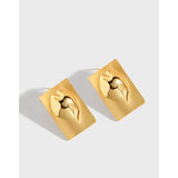 925 Silver Geometric Square Love Earrings