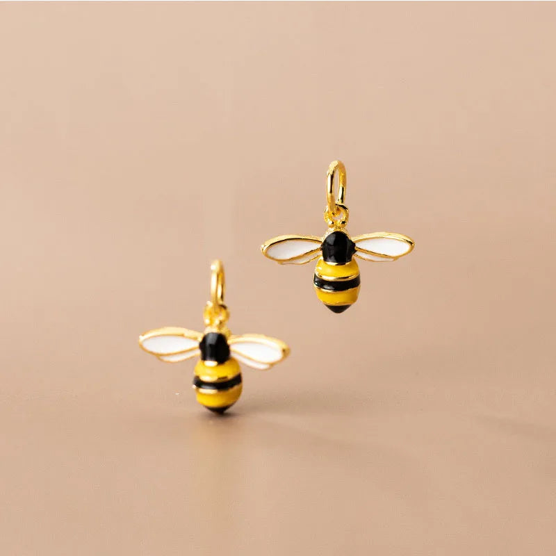 925 Sterling Silver Bee Dangle Charm Bracelets Necklace Silver Pendants