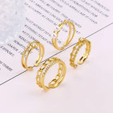 925 Silver Cross Pearl Star Ring Zircon Jewelry Gift