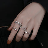 925 Silver Cross Pearl Star Ring Zircon Jewelry Gift