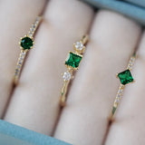 925 Silver Green Zircon Rings 14k Plated Emeralds Wedding Jewelry