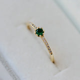 925 Silver Green Zircon Rings 14k Plated Emeralds Wedding Jewelry