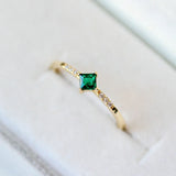 925 Silver Green Zircon Rings 14k Plated Emeralds Wedding Jewelry