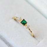 925 Silver Green Zircon Rings 14k Plated Emeralds Wedding Jewelry
