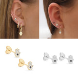 925 Silver Hamsa Hand CZ Stud Earrings Silver Jewelry Gift