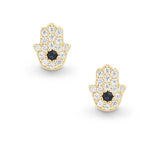 925 Silver Hamsa Hand CZ Stud Earrings Silver Jewelry Gift