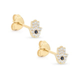 925 Silver Hamsa Hand CZ Stud Earrings Silver Jewelry Gift