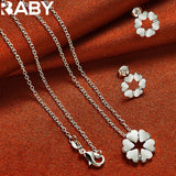 925 Silver Heart Grass Pendant Set, Wedding Party Jewelry