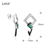 925 Silver Green Crystal Enamel Earrings Wedding Jewelry