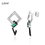 925 Silver Green Crystal Enamel Earrings Wedding Jewelry