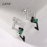 925 Silver Green Crystal Enamel Earrings Wedding Jewelry