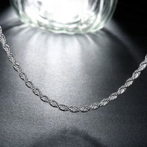 925 Silver 4mm Twist Chain Necklace 16-24 In